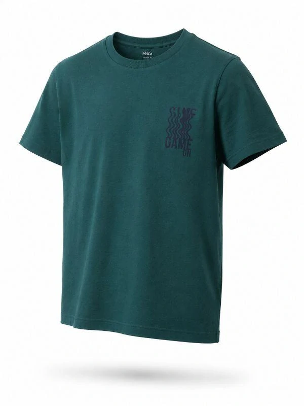 Bavlněné triko tmavě zelené – M&S