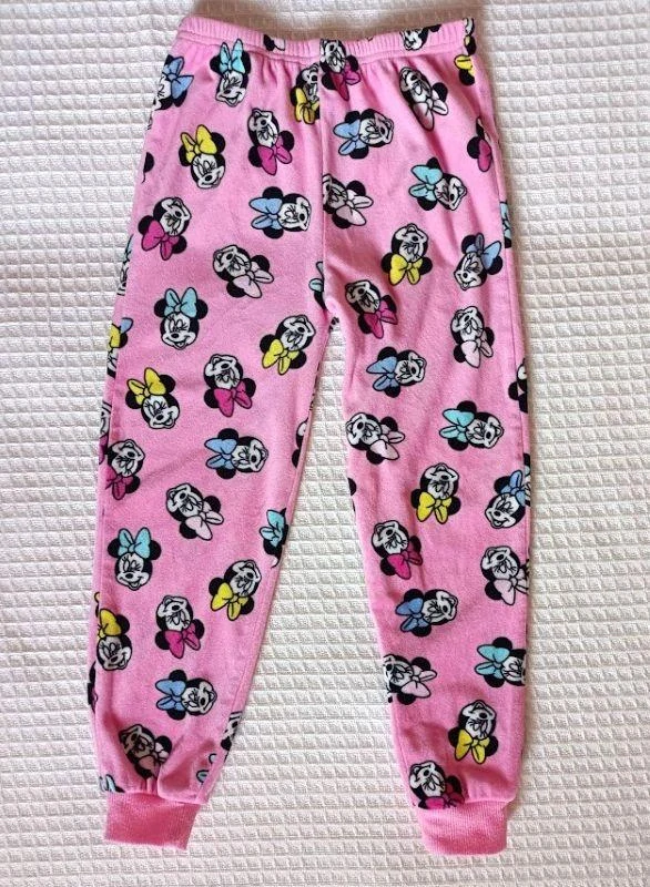 Dívčí růžové sametové tepláky Minnie – vel. 5–6 let - Primark
