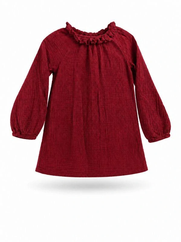 Dívčí mušelínové šaty–tunika, vínové, vel. 128 - H&M