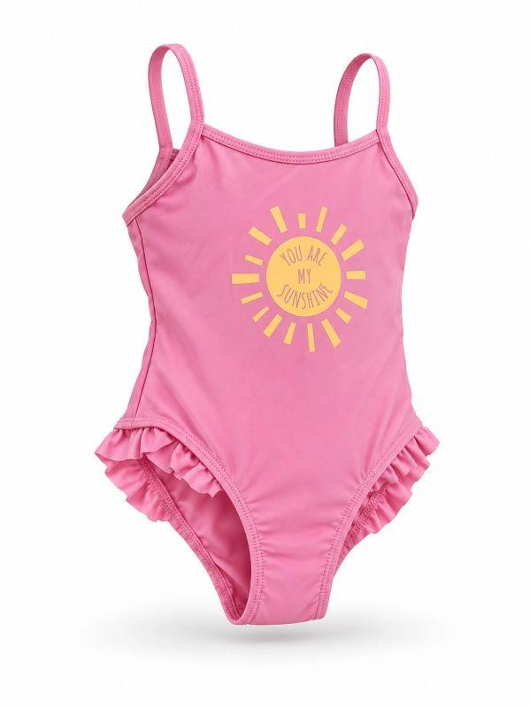 Dívčí jednodílné plavky vel. 116 – růžové se sluníčkem - Primark
