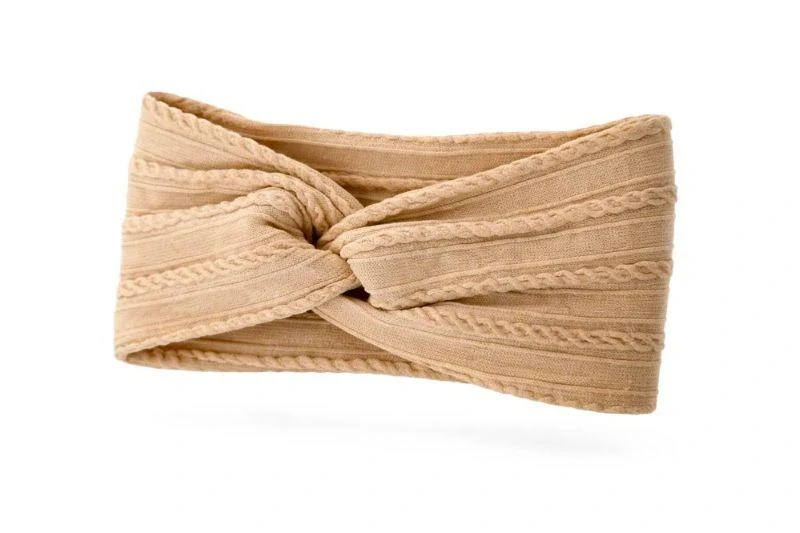 Novorozenecká elastická čelenka, tmavá béžová, šířka 8 cm