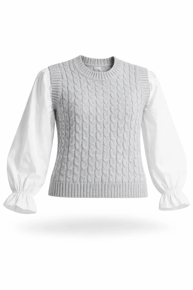 pletená vesta s košilovými rukávy - Primark