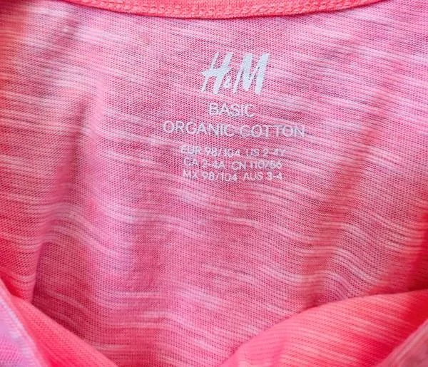 Bavlněné šaty vel. 98/104, růžové s béžovým žíháním - H&M