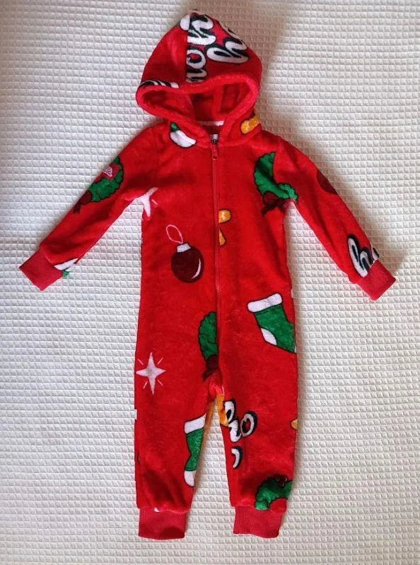 Plyšový vánoční overal – červený, vel. 1–2 roky - Silly Santa