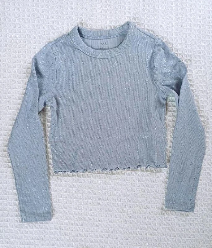 Dívčí krátké tričko se třpytkami, vel. 128 - M&S