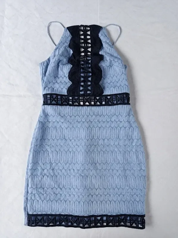 Světle modré krajkové šaty, vel. S - Topshop