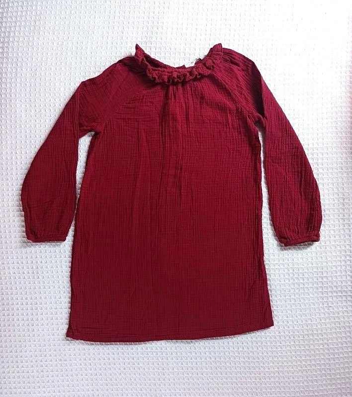 Dívčí mušelínové šaty–tunika, vínové, vel. 128 - H&M