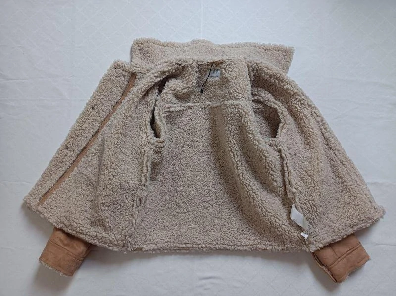 Dívčí bunda se semišovým povrchem a kožíškem – velikost 164 - Zara