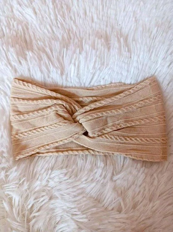 Novorozenecká elastická čelenka, tmavá béžová, šířka 8 cm