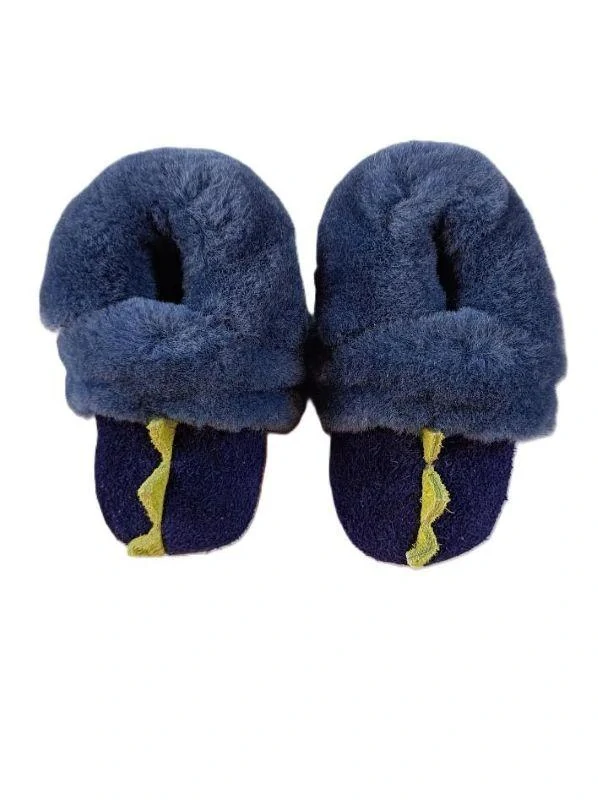 Dinosauří modré kožešinové boty / bačkory, 6–12 měsíců - UGG