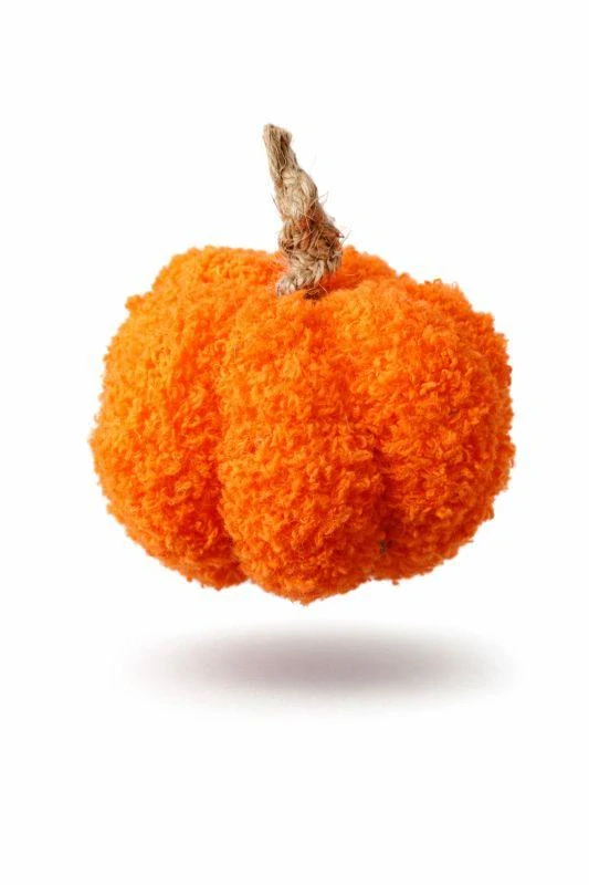 Oranžová dýně s pletenou stopkou – dekorace, průměr 8 cm