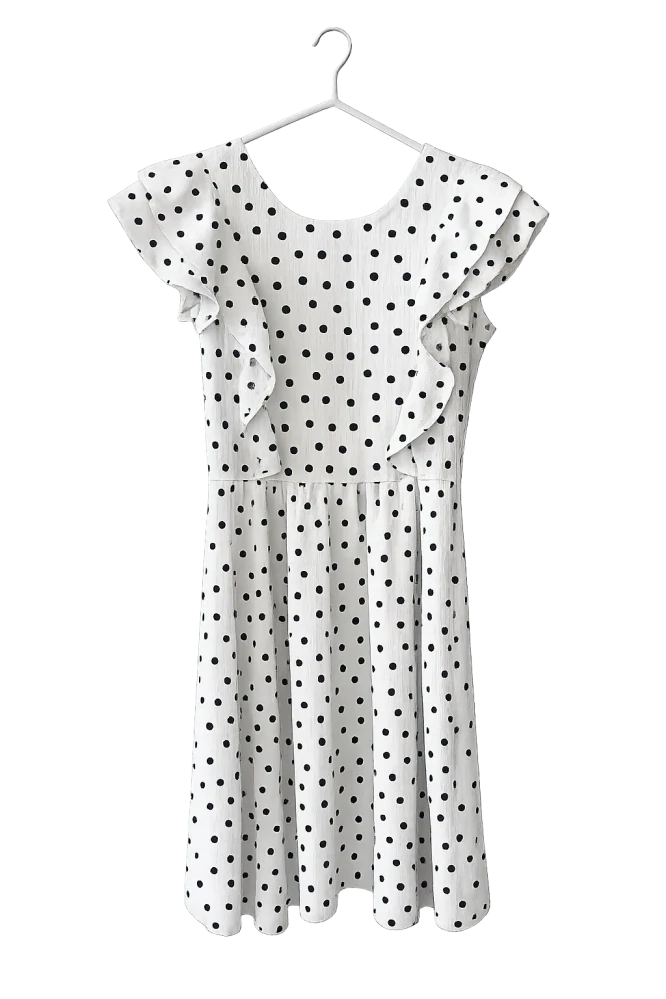 Letní šaty, smetanové s černými puntíky, vel. 158 - I love girlswear