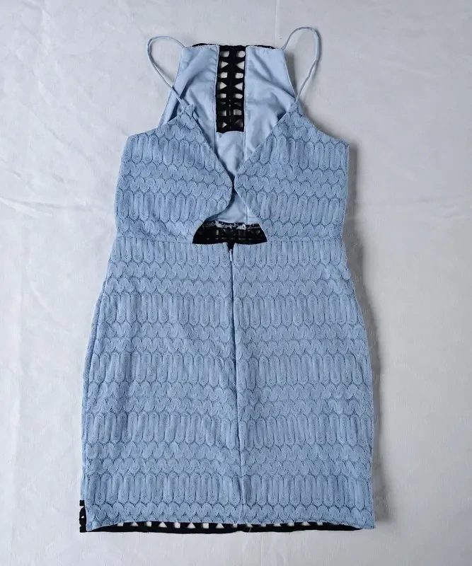 Světle modré krajkové šaty, vel. S - Topshop