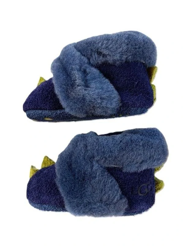 Dinosauří modré kožešinové boty / bačkory, 6–12 měsíců - UGG