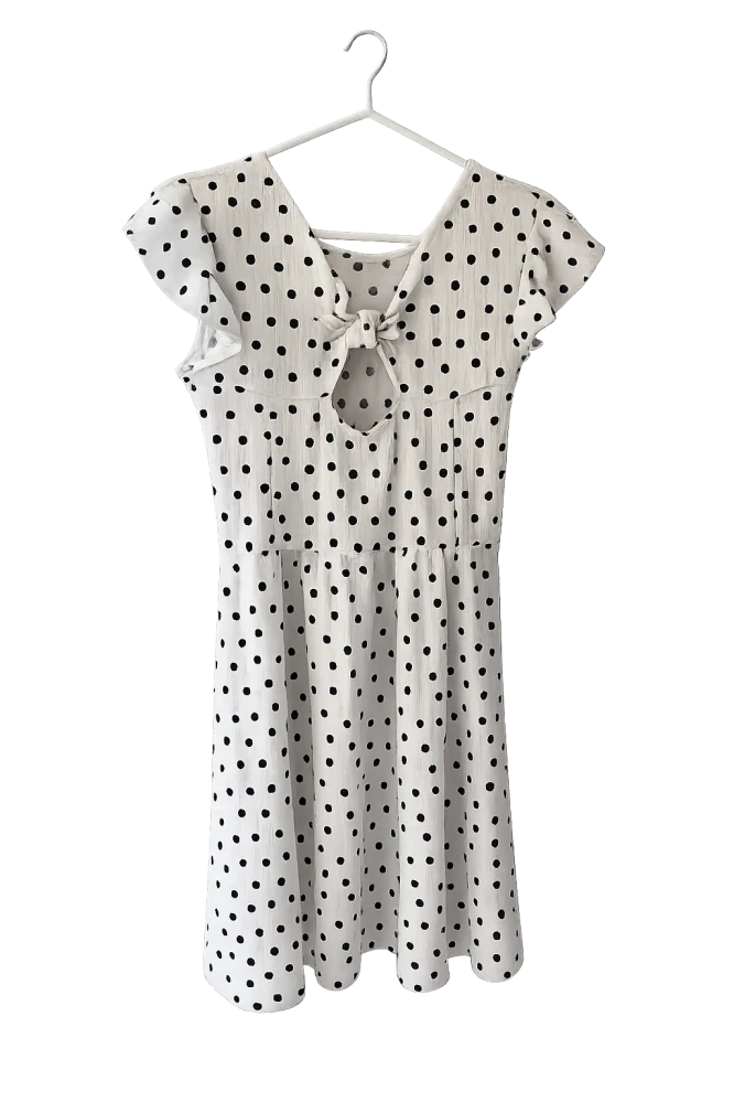 Letní šaty, smetanové s černými puntíky, vel. 158 - I love girlswear