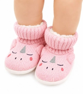 Kojenecké pletené bačkory-ponožky Unicorn, růžové – vel. 0–6 měsíců - M&S