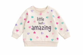 Bavlněná mikina se srdíčky, smetanová, vel. 12–18 měsíců - Dunnes