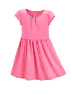 Bavlněné šaty vel. 98/104, růžové s béžovým žíháním - H&M