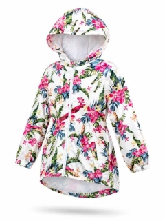 Dívčí větrovka parka 9–10 let – bílá s květy - Miss Evie