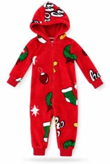 Plyšový vánoční overal – červený, vel. 1–2 roky - Silly Santa
