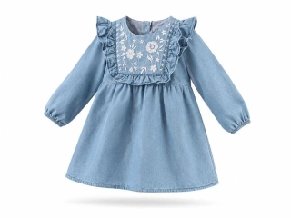 Dívčí džínové šaty, vel. 86 – světle modré s výšivkou - Mothercare