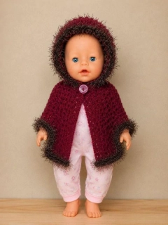 Háčkované pončo s kapucí pro panenky Baby Born 42–46 cm