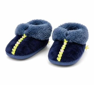 Dinosauří modré kožešinové boty / bačkory, 6–12 měsíců - UGG