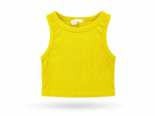 žebrovaný cropp top žlutý - H&M