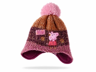 zimní pletený kulich s klapkami na uši Peppa pig - TU